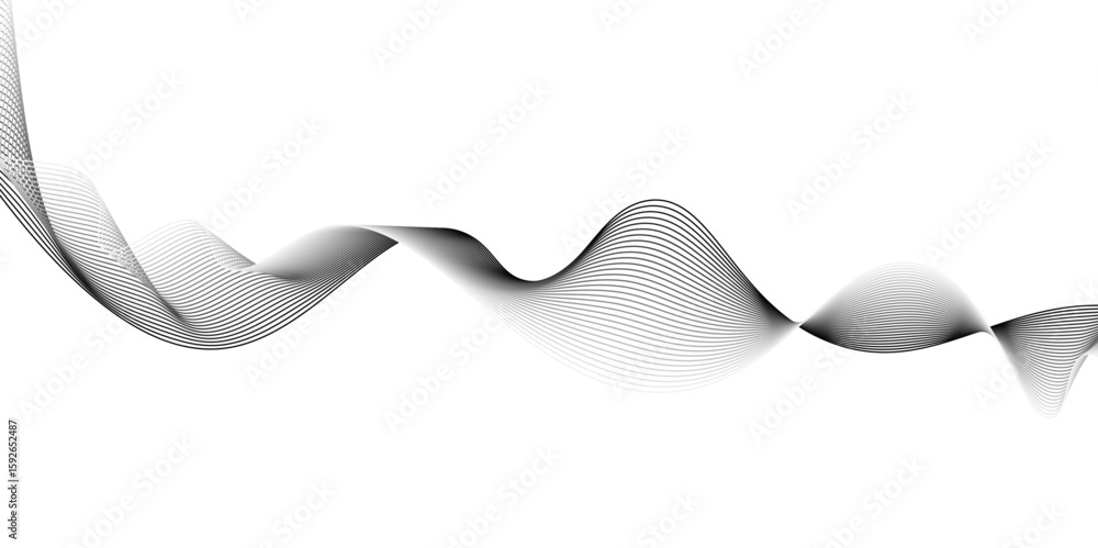 Aufkleber abstract grey wave lines on transparent background. grey wave swirl, frequency sound wave,twisted cu