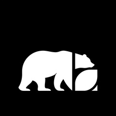Bear logo icon on black, ideal for branding, mascots, and wilderness-themed graphics.