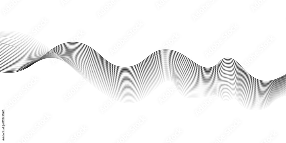 Aufkleber abstract grey wave lines on transparent background. grey wave swirl, frequency sound wave,twisted cu
