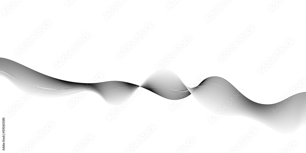 Aufkleber abstract grey wave lines on transparent background. grey wave swirl, frequency sound wave,twisted cu