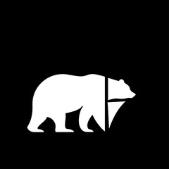 Bear in logo design on black background