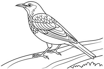 coloring page line art the starling black vector