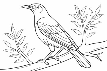 coloring page line art the starling black vector