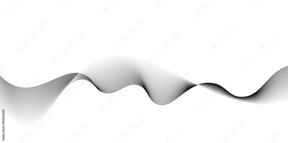 Aufkleber Abstract grey wave lines on transparent background. Grey wave swirl, frequency sound wave,twisted curve lines with blend effect. Technology,twisted curve lines with blend effect,