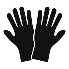 Black silhouette of a pair of gardening gloves isolated on white background