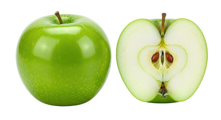 Isolated Green Apple and Sliced Apple