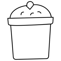 Simple line art illustration of a compost bin filled with organic materials isolated on white background