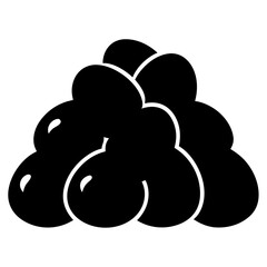 Black silhouette of a pile of freshly harvested potatoes isolated on white background