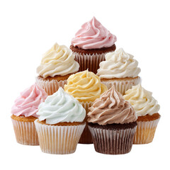 Delicious assorted cupcakes with colorful frosting dessert bakery sweet treats for party celebration food