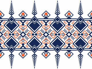 Navy and Orange Geometric Ethnic Vector Pattern Illustration