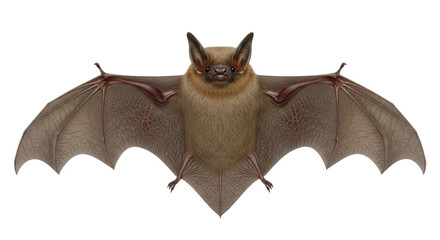 Isolated bat with spread wings