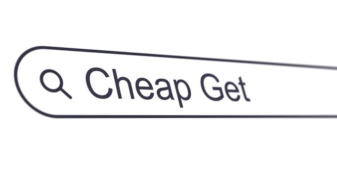 Typing words Cheap Getaways into search box, looking for Budget travel information, search bar close-up, footage