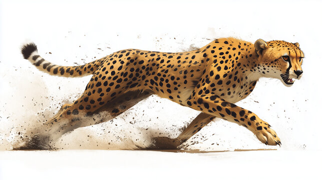 Tigher Fast Cheetah Running &ndash; Powerful Wildlife Predator in Full Sprint Action Shot