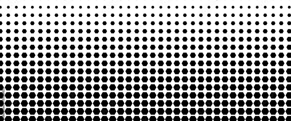 Poster hexagon halftone gradient texture. abstract black grunge background. geometric retro halftone tech o