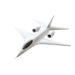 Sleek Modern Jet Design Flying in Blue Sky with White Clouds