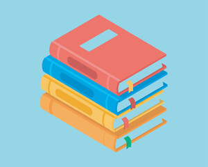 Colorful Vector Illustration of a Pile of Different Books Stacked Together, Perfect for Celebrating Book Day and Promoting Reading Across All Ages and Interests