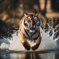 fierce running tiger