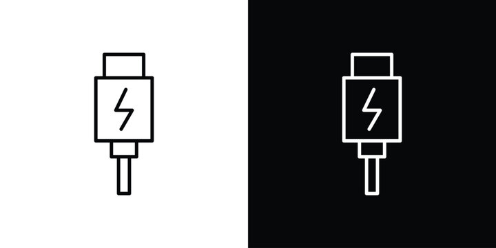 USB type c icons. Minimal vector icons pack for web