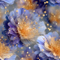 Levitation cornflowers, Background from the center of the ombre dark indigo purple blue 
