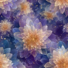 Beautiful whirlwind Levitation edelweiss, Background from the center of the ombre dark indigo purple blue , design silver with golden lines calligraphy Pearl with neon minimalism
