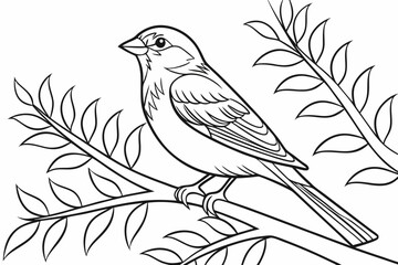 coloring page line art the finch black vector