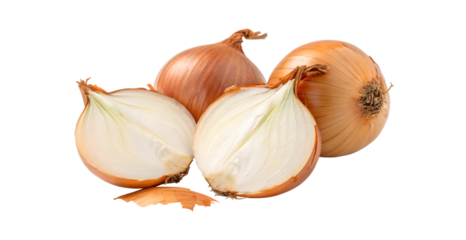 Fresh Whole Onions with Peel Isolated on Transparent Background for Culinary Illustrations and Design on transparent background 