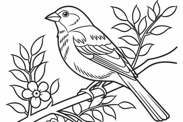 coloring page line art the finch black vector