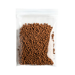 Brown Granules in Clear Plastic Bag for Food or Pet Supply Packaging
