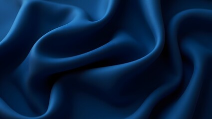 Obraz premium Luxe Azure Drapes: A close-up photograph showcases an undulating expanse of royal blue silk, the fabric's gentle folds and curves catching the light and evoking feelings of elegance and luxury.