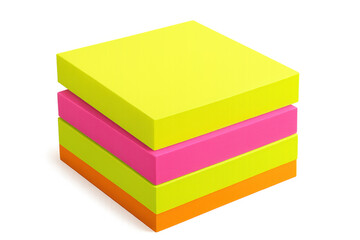 Fototapeta premium Four colorful sticky notes forming a stack on a transparent background, ready for your message