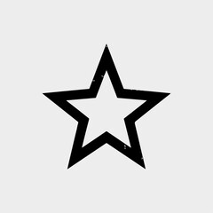 Fototapeta premium Geometric Star Symbol: A minimalist and modern depiction of a five-pointed star in a solid black with a textured outline against a simple backdrop.