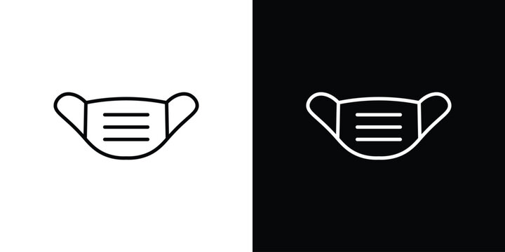 Medical mask icons. Minimal vector icons pack for web
