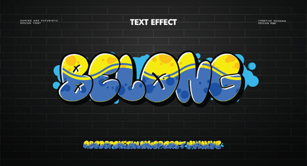Belong logo graffiti font text effect, spray and street text style	