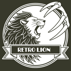 Retro Lion Roaring Graphic T-Shirt with Vintage Yellow and Green Color Scheme