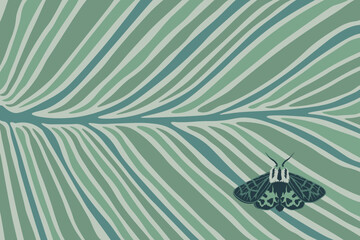 leaf pattern vector wallpaper with butterfly