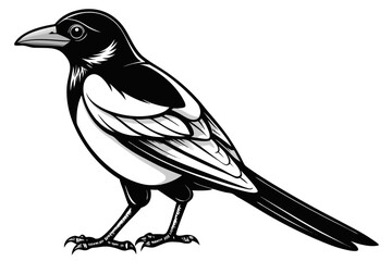 coloring page line art the magpie black vector
