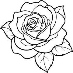 Elegant rose flower coloring page for artistic expression