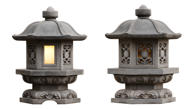   chinese stone lantern for garden design isolated on white background PNG,AI GENERATED