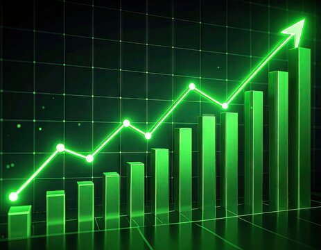 Chart showing rising green graph - Powered by Adobe