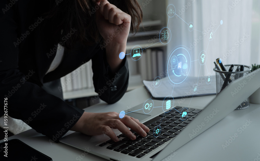 Poster ai collaboration enhances connected intelligence through robotics, data, and cloud. ai collaboration