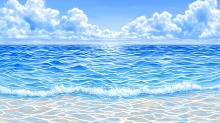 Obraz premium Ocean Waves Beach Summer Sky Seascape Painting