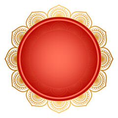 Luxury red Circle Frame With Vintage Mandala Gold Circular Pattern Clipart	

