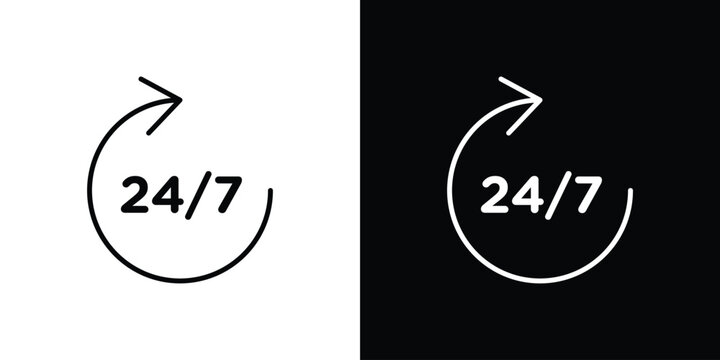 24 7 icons. Minimal vector icons pack for web