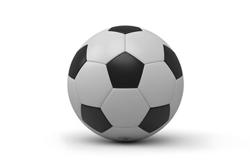 Classic black and white soccer ball on a white background