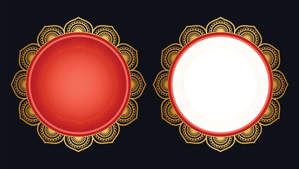 Set of Golden circle frame border design
