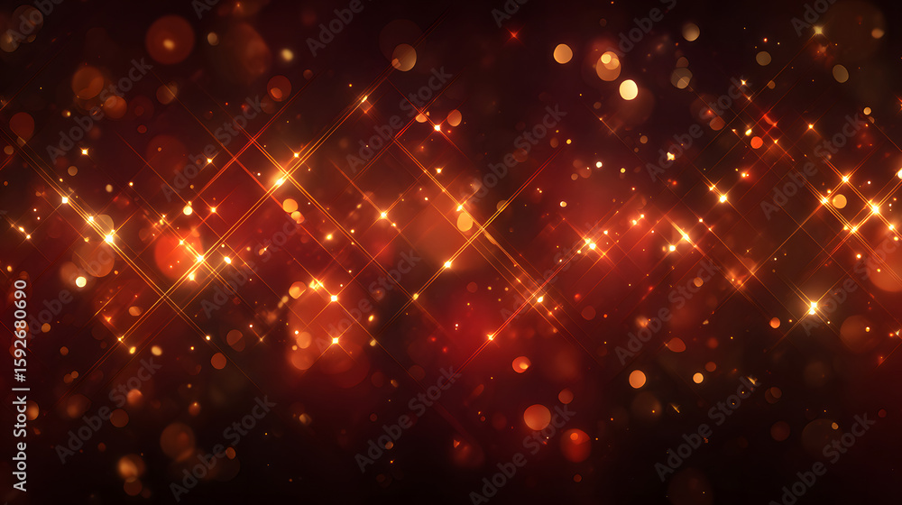 Poster red background with a series of bright lights that are arranged in a diamond shape. the lights are s