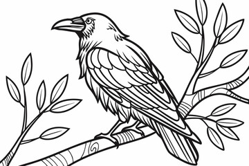 coloring page line art the crow black vector