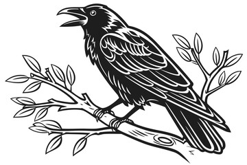 coloring page line art the crow black vector