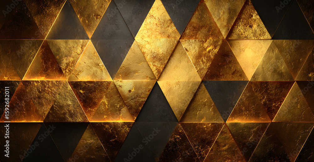 Aufkleber gold colored image with triangles and gold. it is a gold background with triangles
