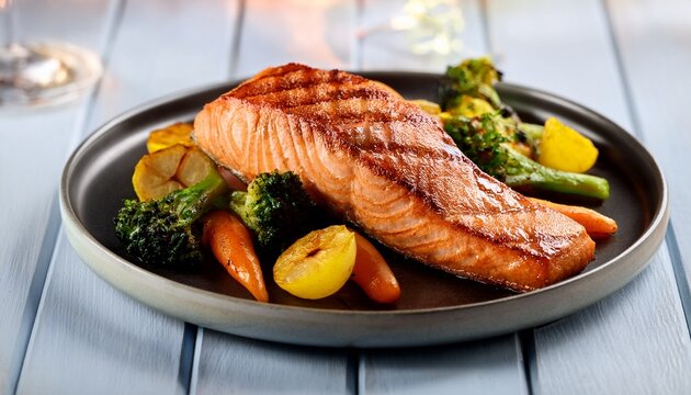 grilled salmon with roasted vegetables